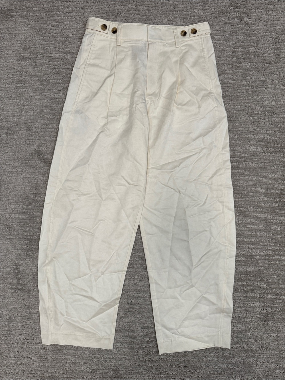 Madewell NWT The Barrel-Leg Pant in Drapey Twill Vintage Ivory Size 2 - Picture 7 of 13